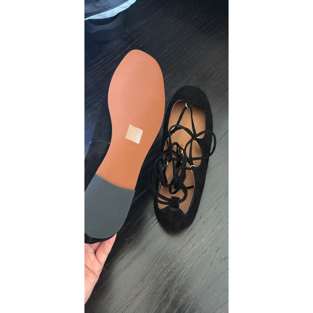 Madewell Greta Lace Up Ballet Flat in Black - Picture 2 of 3